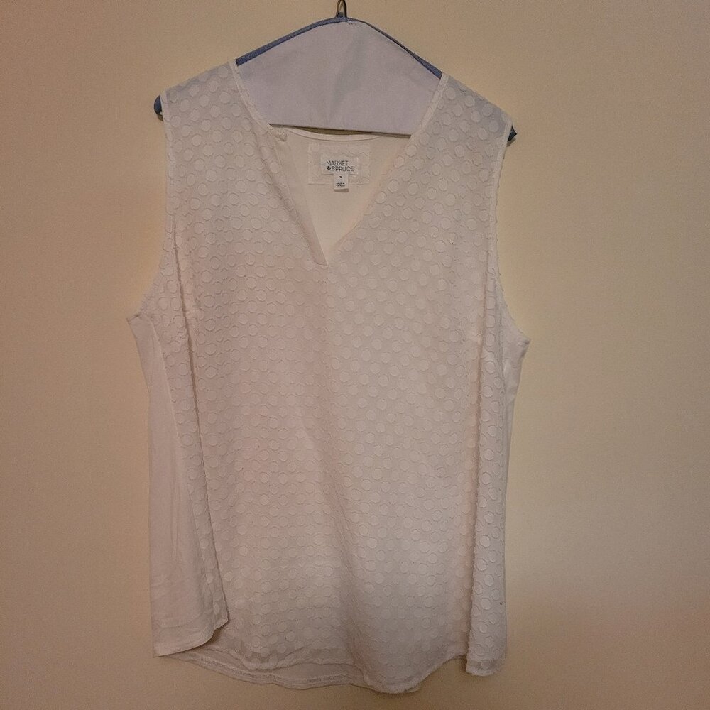 White Sleeveless Multimedia Top